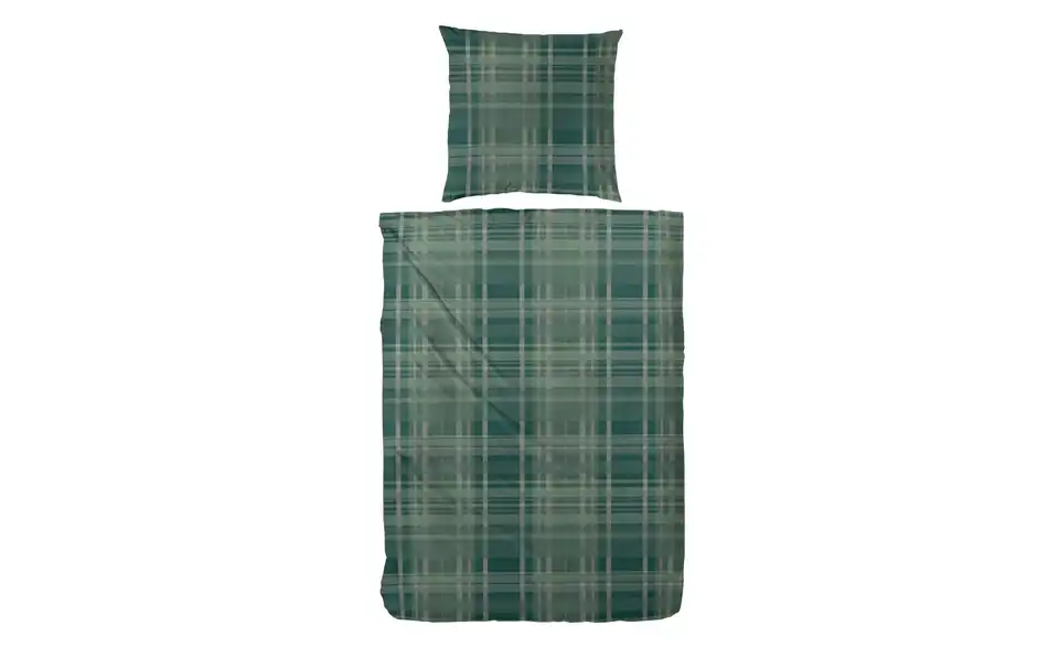 Flanell Bettwäsche-Set Grün 220 cm 155 cm