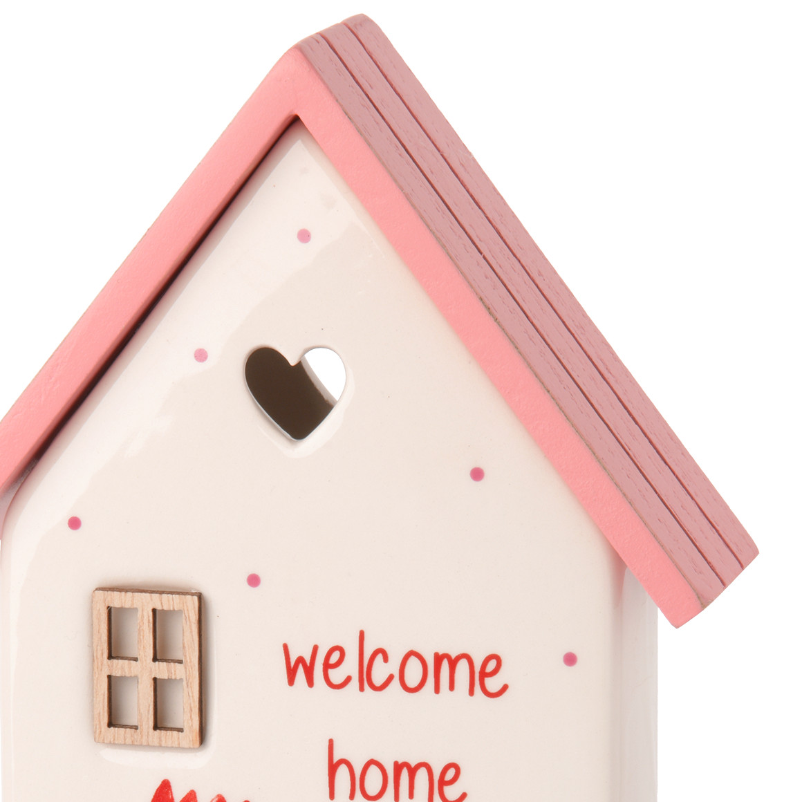 My Home Deko-Haus mit Schriftzug rosa / cremeweiss