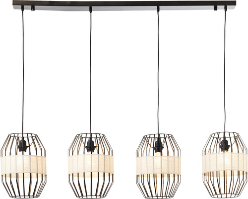 Hanglamp, 4-lichts, HxBxD 120x115x20 cm, zwart/naturel
