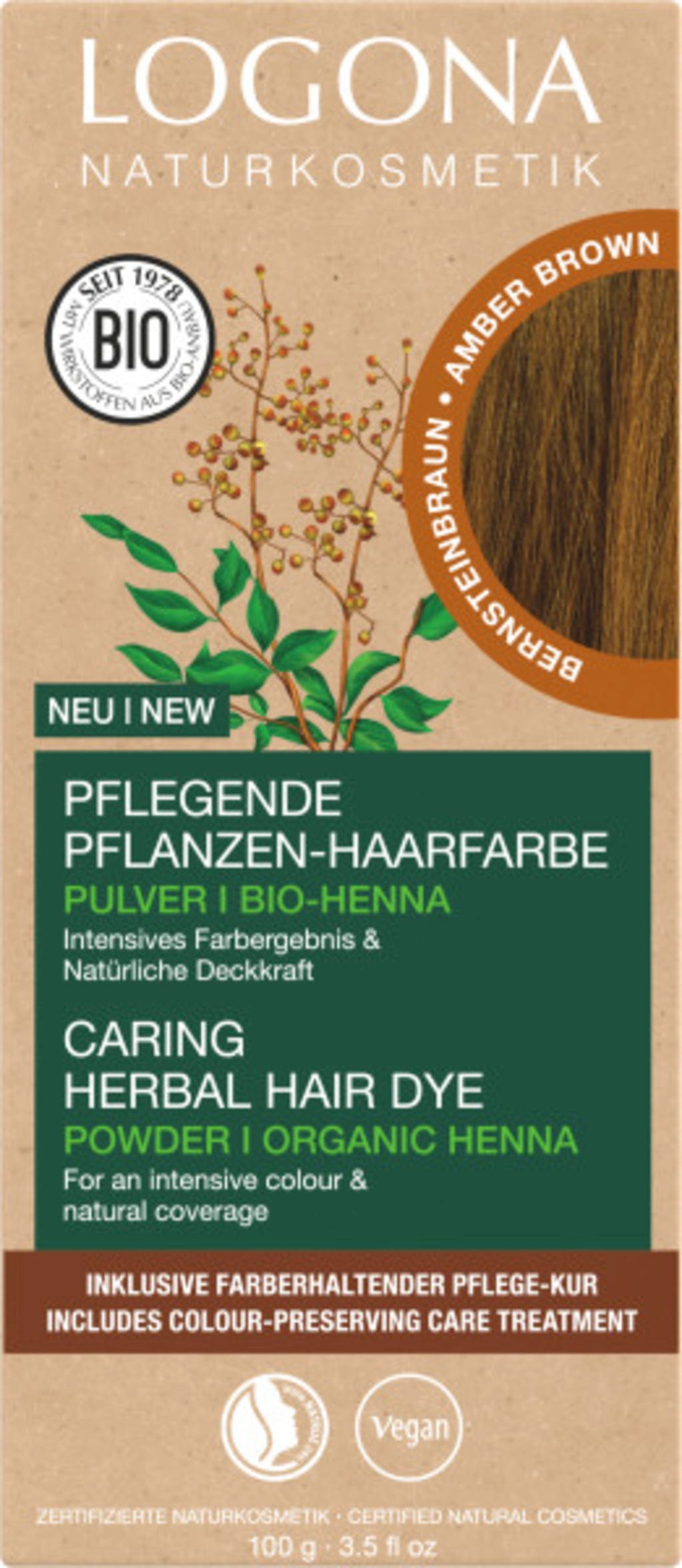 LOGONA  Pflanzen-Haarfarbe Pulver Bernsteinfarbe, 100 g