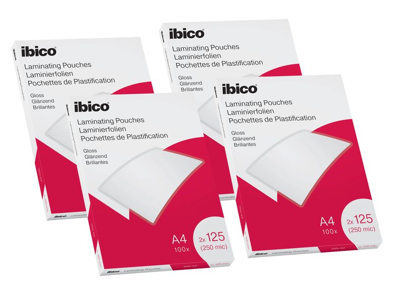 Ibico Laminierfolie Premium A4 125 µm, glänzend, 4 x 100 St Glänzende Premium Heisslaminierfolien