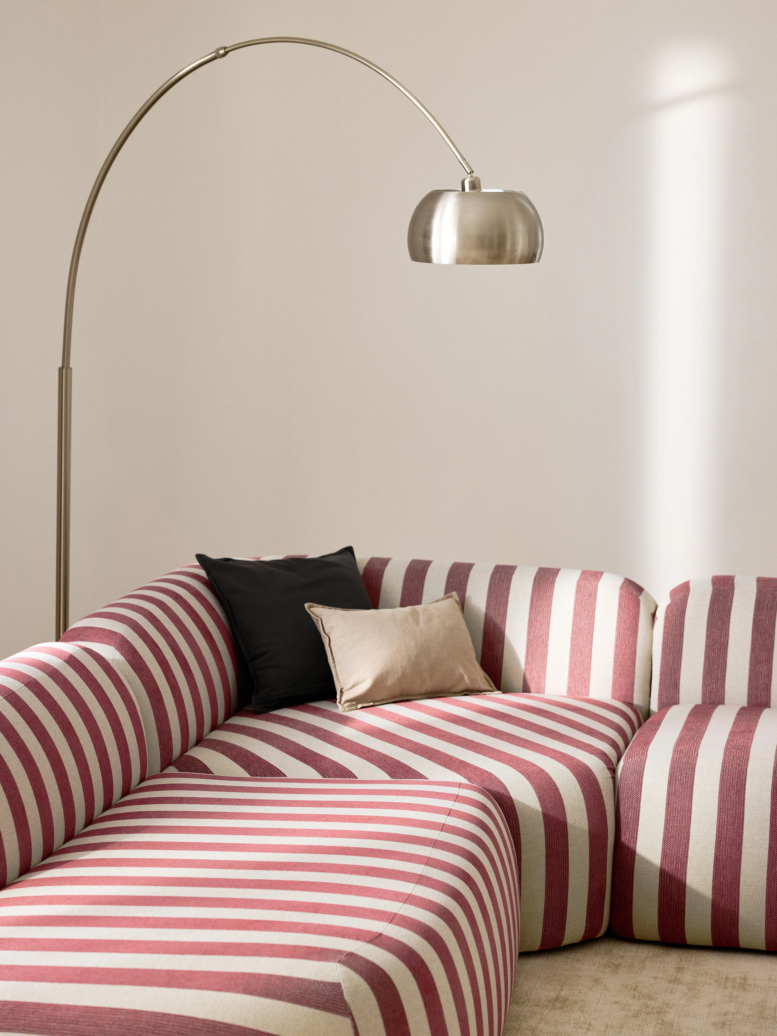 XL modulaire gestreepte hoekbank Wolke met chaise longue