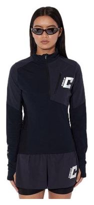 Maillot manches longues Running Hiver Circle Winter Layer Demi-zip Bleu marine Femme