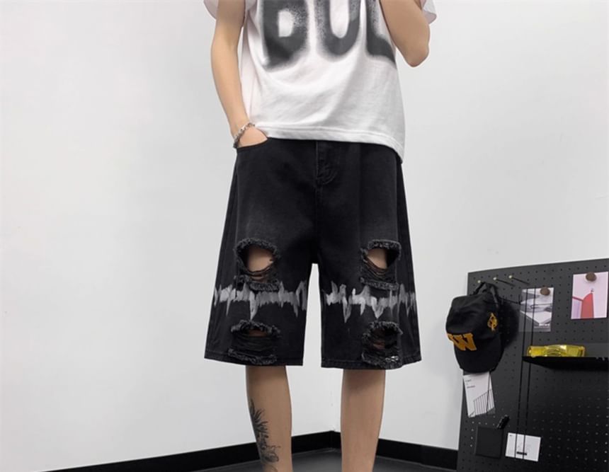 Trimecca - Denim shorts met hoge taille en wijde pijpen