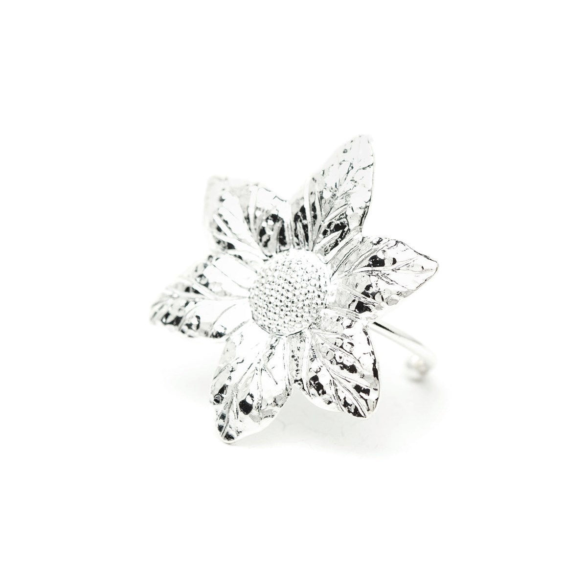maxi bague fleur plaqué argent - HESPÉRIS