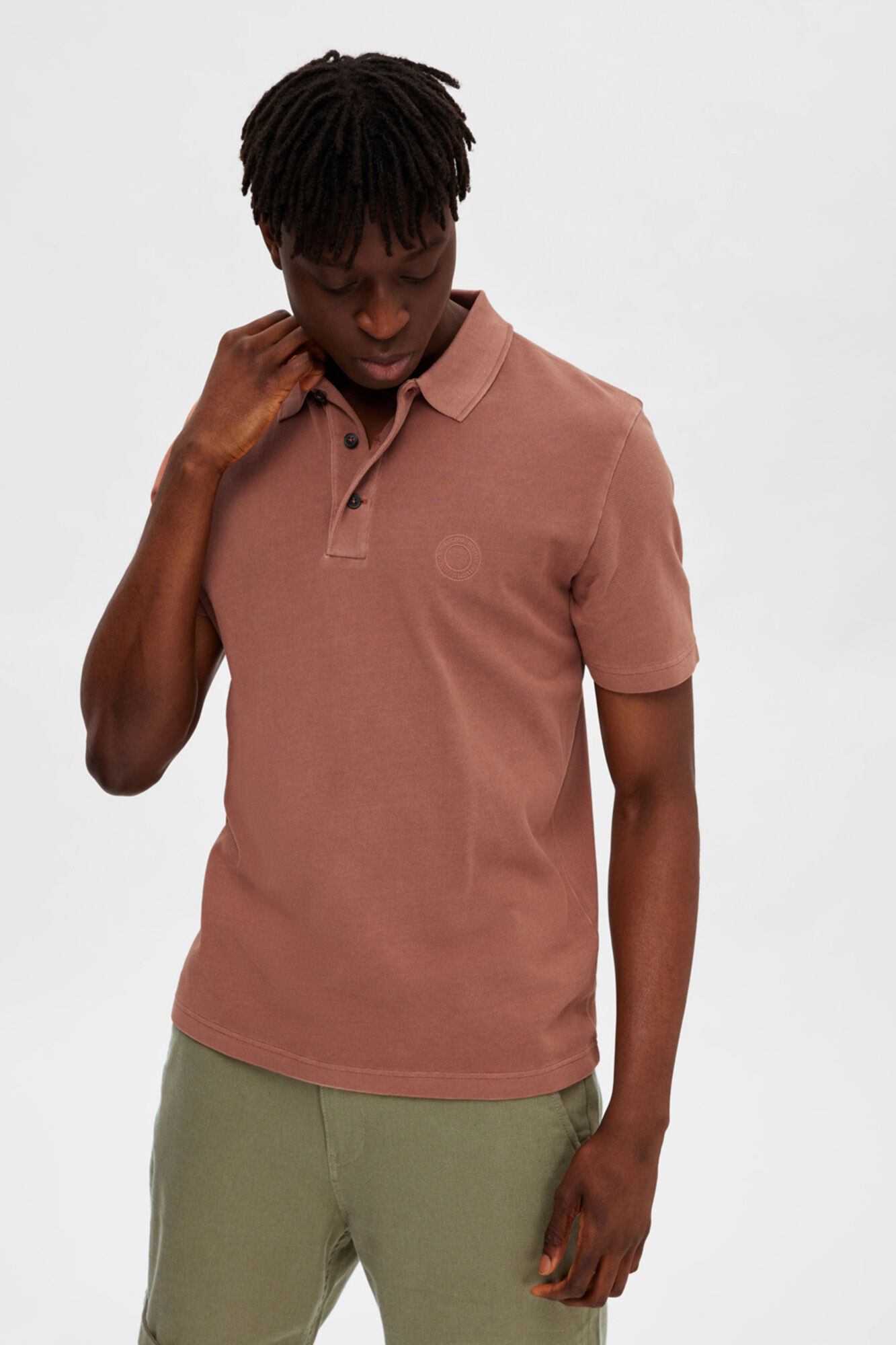 Camisa polo de manga curta 100% algodão orgânico. - Vermelha