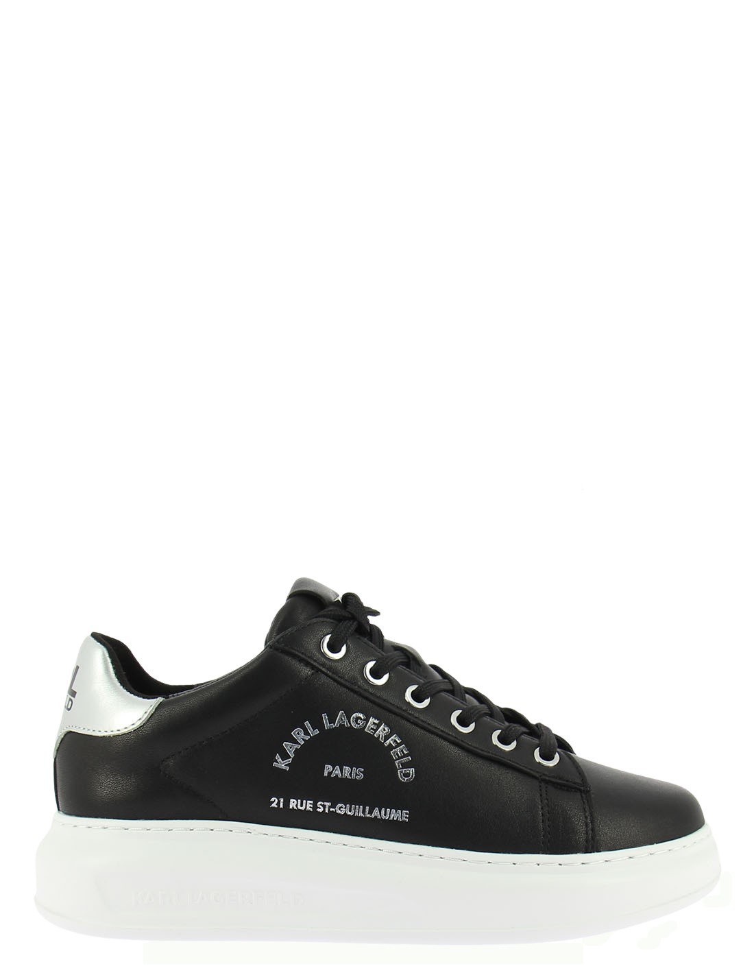karl lagerfeld baskets compensées femme kapri maison karl lace cuir noir/blan