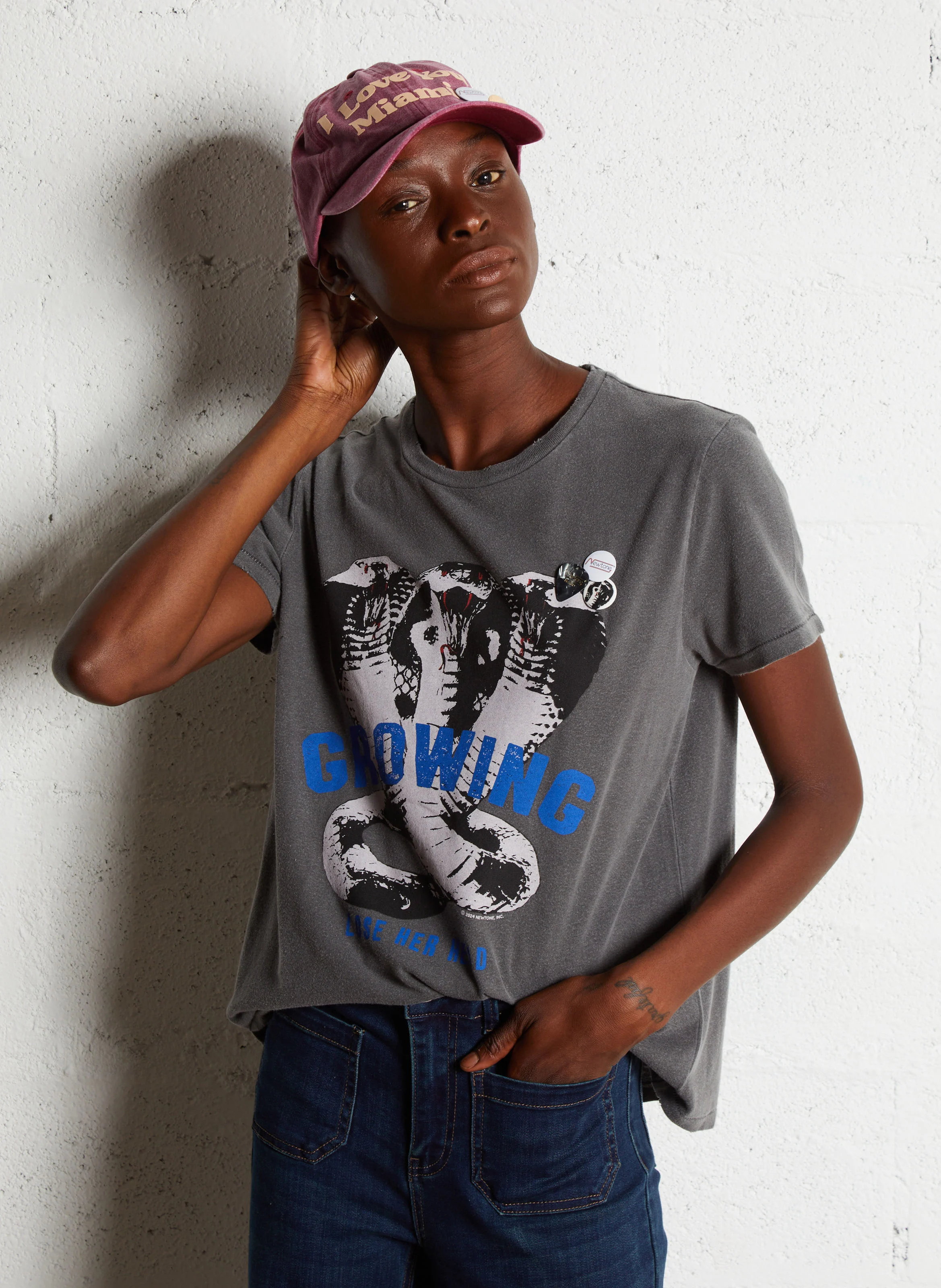 STARLIGHT GROWING - Tee-shirt droit col rond sérigraphié en coton | Gris