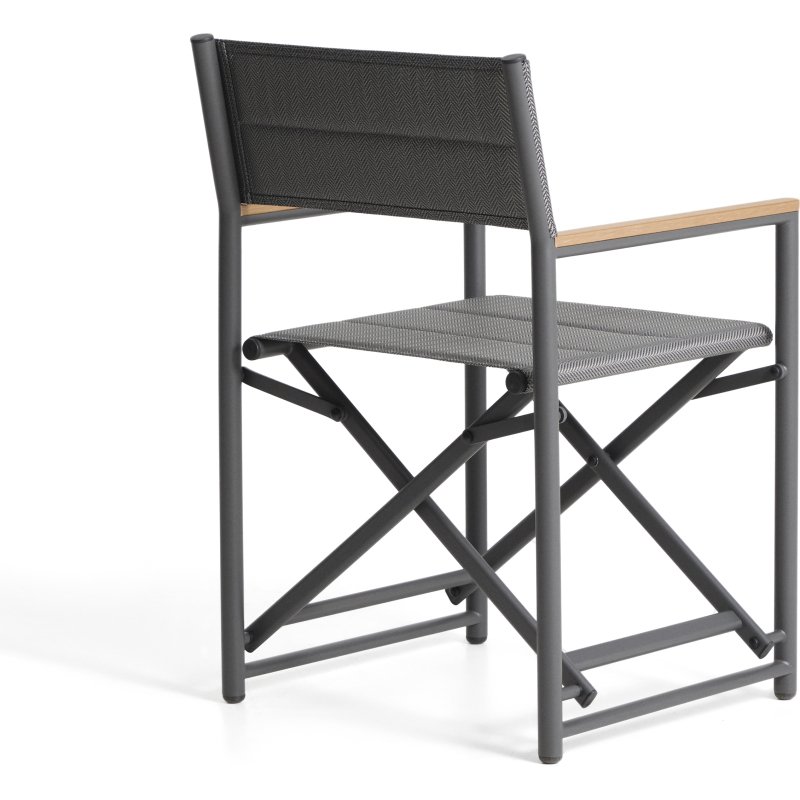 Chaise pliable d’extérieur Tisno en aluminium graphite et textilène gris