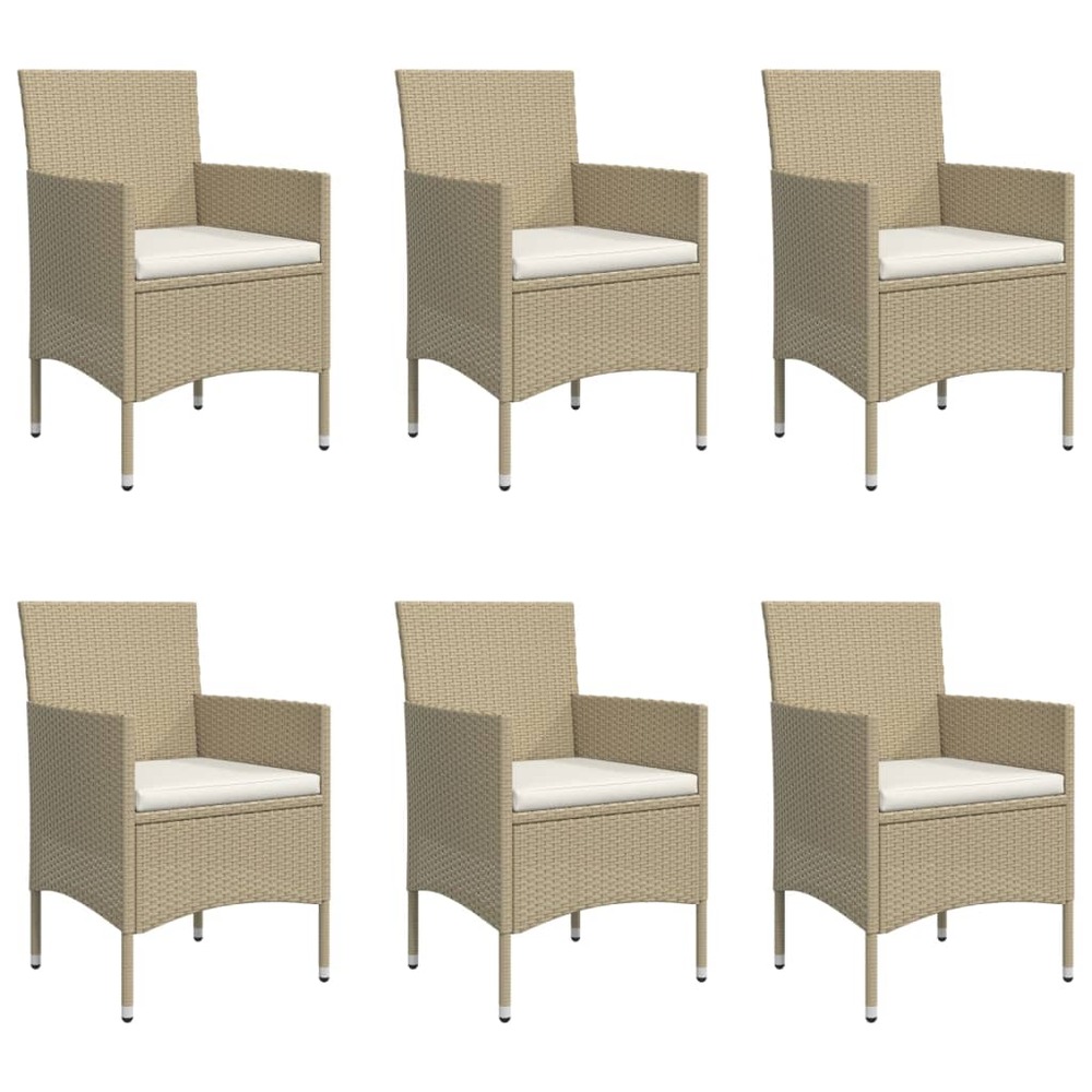 Mobilier de salle à manger de jardin coussins 7 pièces beige/noir