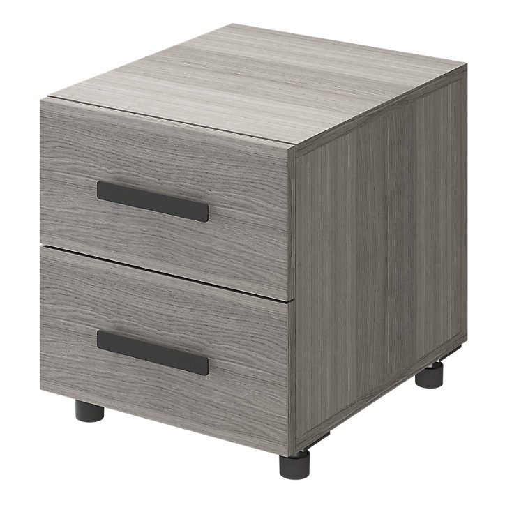Table de chevet sur pieds effet chêne grisé 2 tiroirs GoodHome Atomia H. 42,5 x L. 37,5 x P. 45 cm