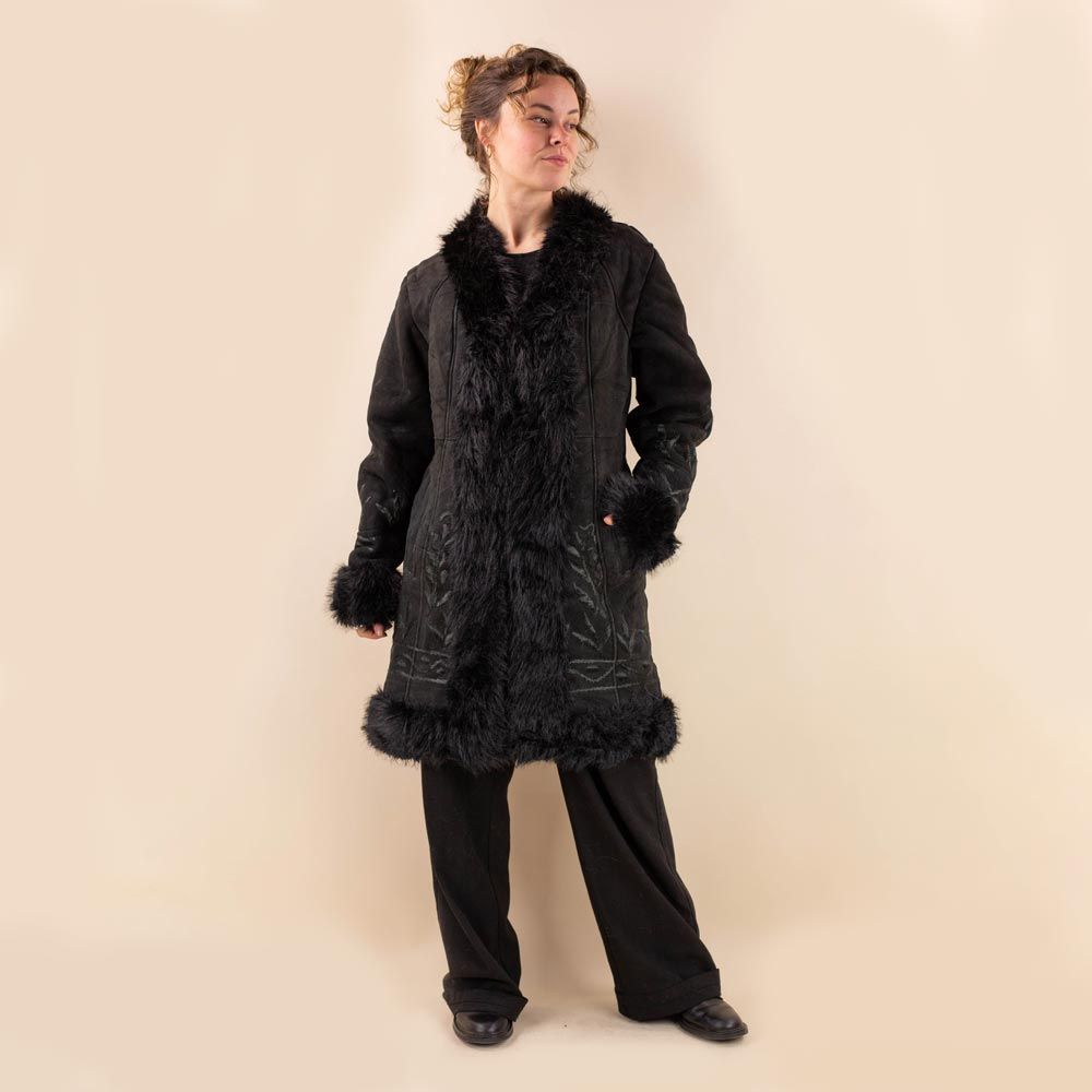 Afghan coat Yasmin zwart embroidery