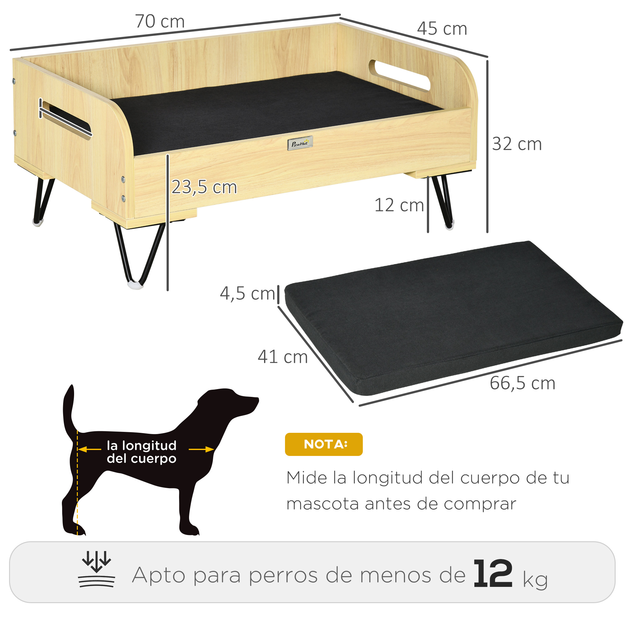 Sofá de madeira PawHut para cães e gatos