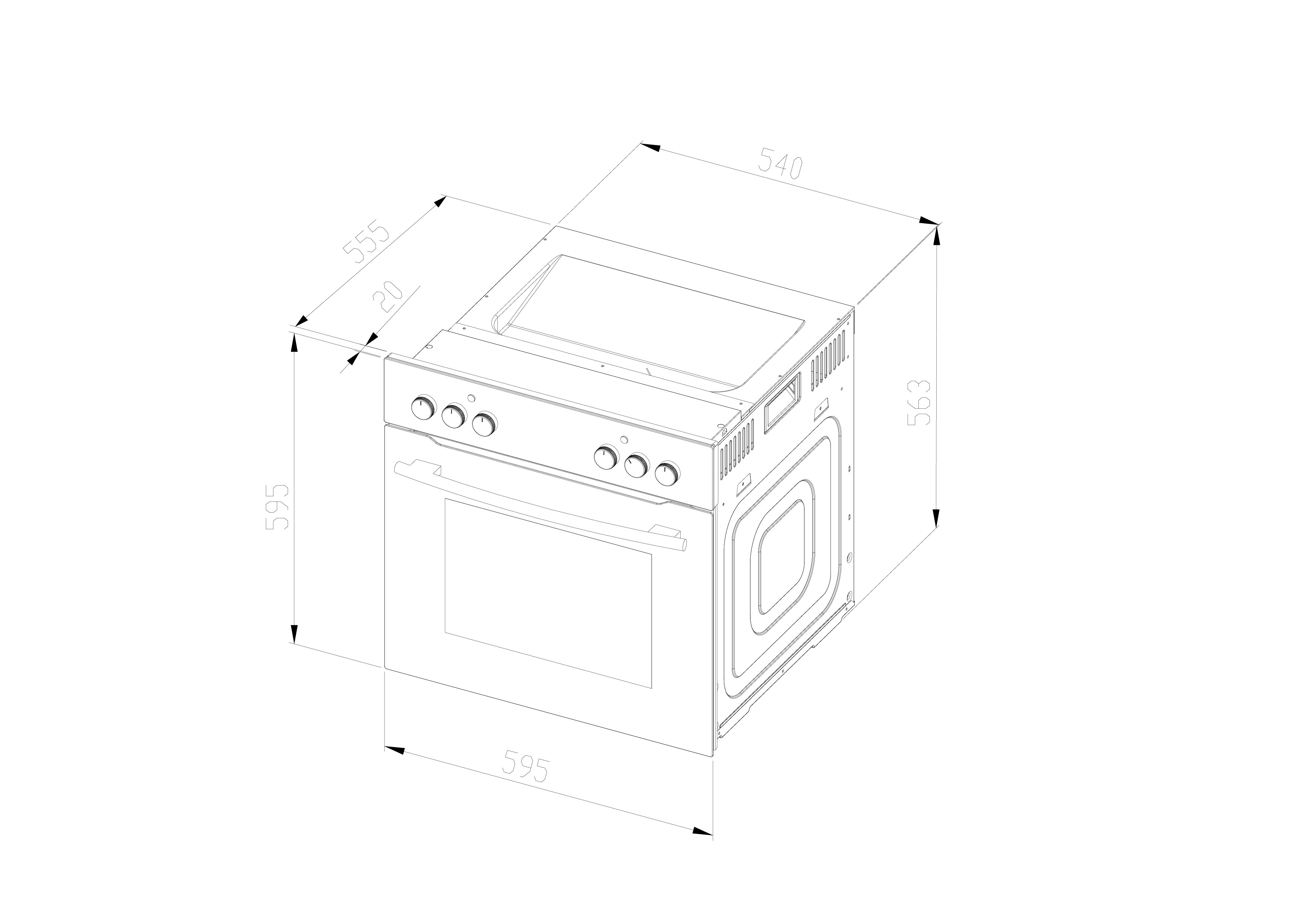 Wolkenstein Einbaubackofen WMO 80, 62 Liter Garraum, 8 Funktionen