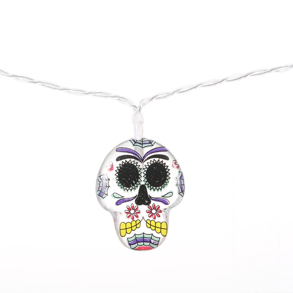 (1.5m) 10 LED's Halloween Party Deko Lichterkette La Catrina Totenkopf Beleuchtung (Batteriebetrieben) - Warmweiss