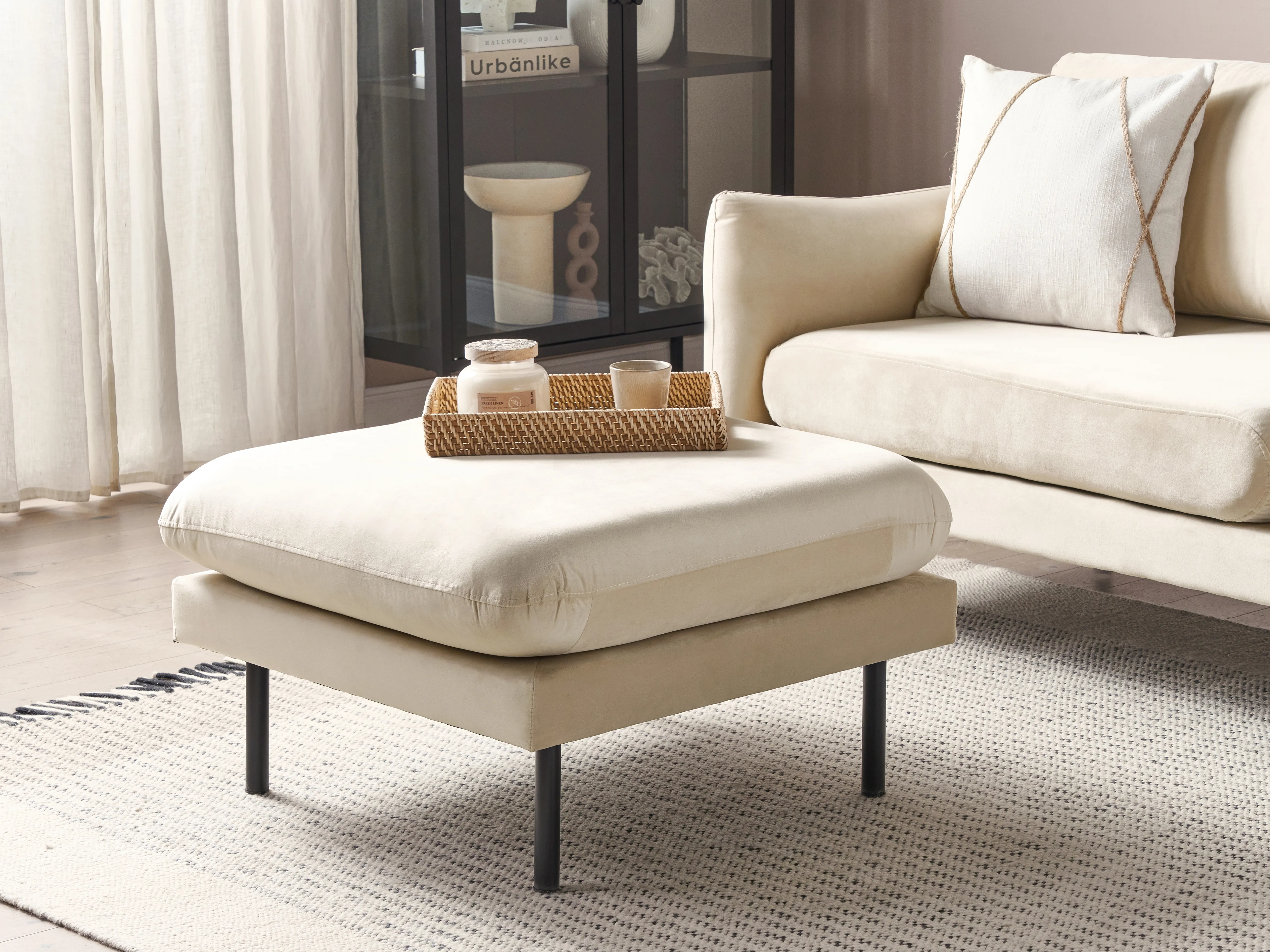 Ottomaan VINTERBRO Fluweel Lichtbeige