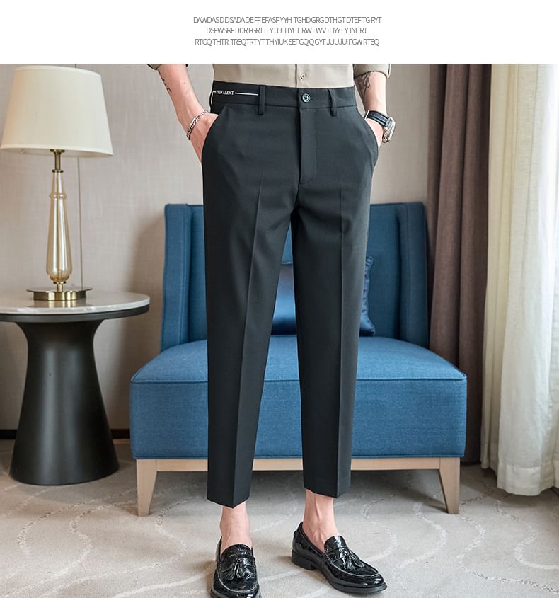 Deepwood - Mid Rise Plain Cropped Tapered Dress Pants