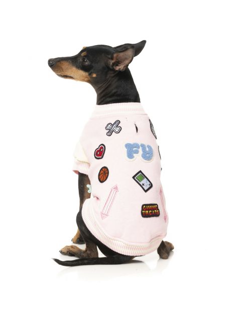 Fuzzyard The Letterman Jacket Roze - Hondenkleding