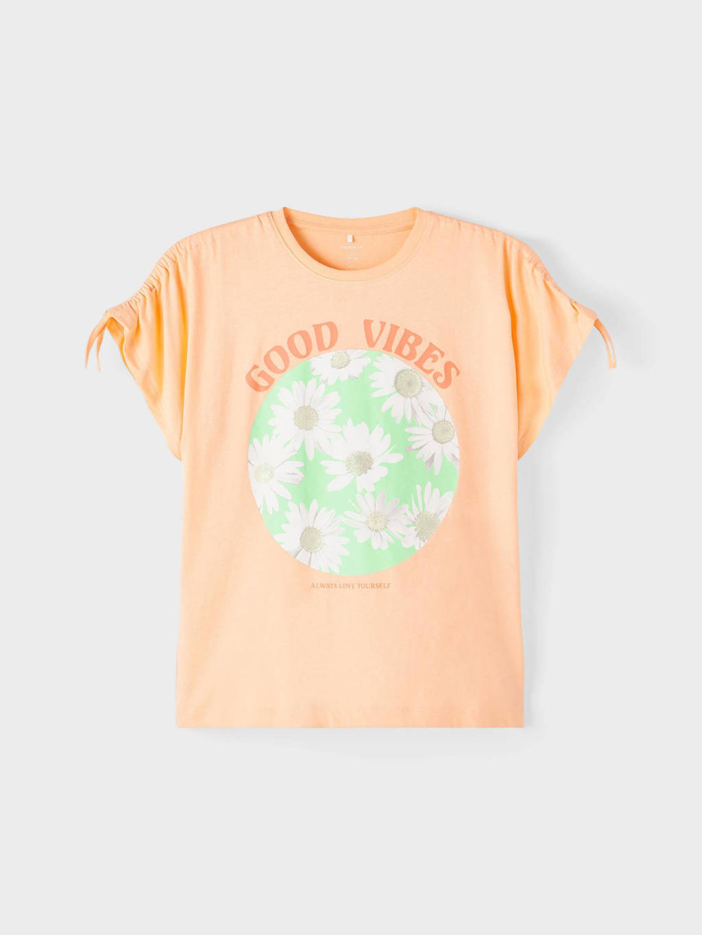 NAME IT T-shirt NKFFATIME met printopdruk zachtoranje