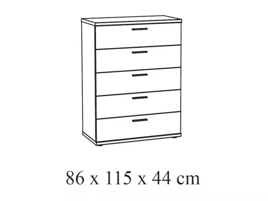 Chambre à coucher adulte collection OLGA : Armoire 250cm, Lit 180x200, commode, chevets. Couleur blanc effet bois.