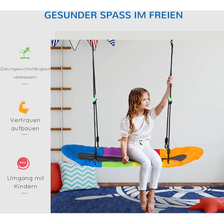 Outsunny Kinderschaukel mit einstellbaren Seilen bunt
