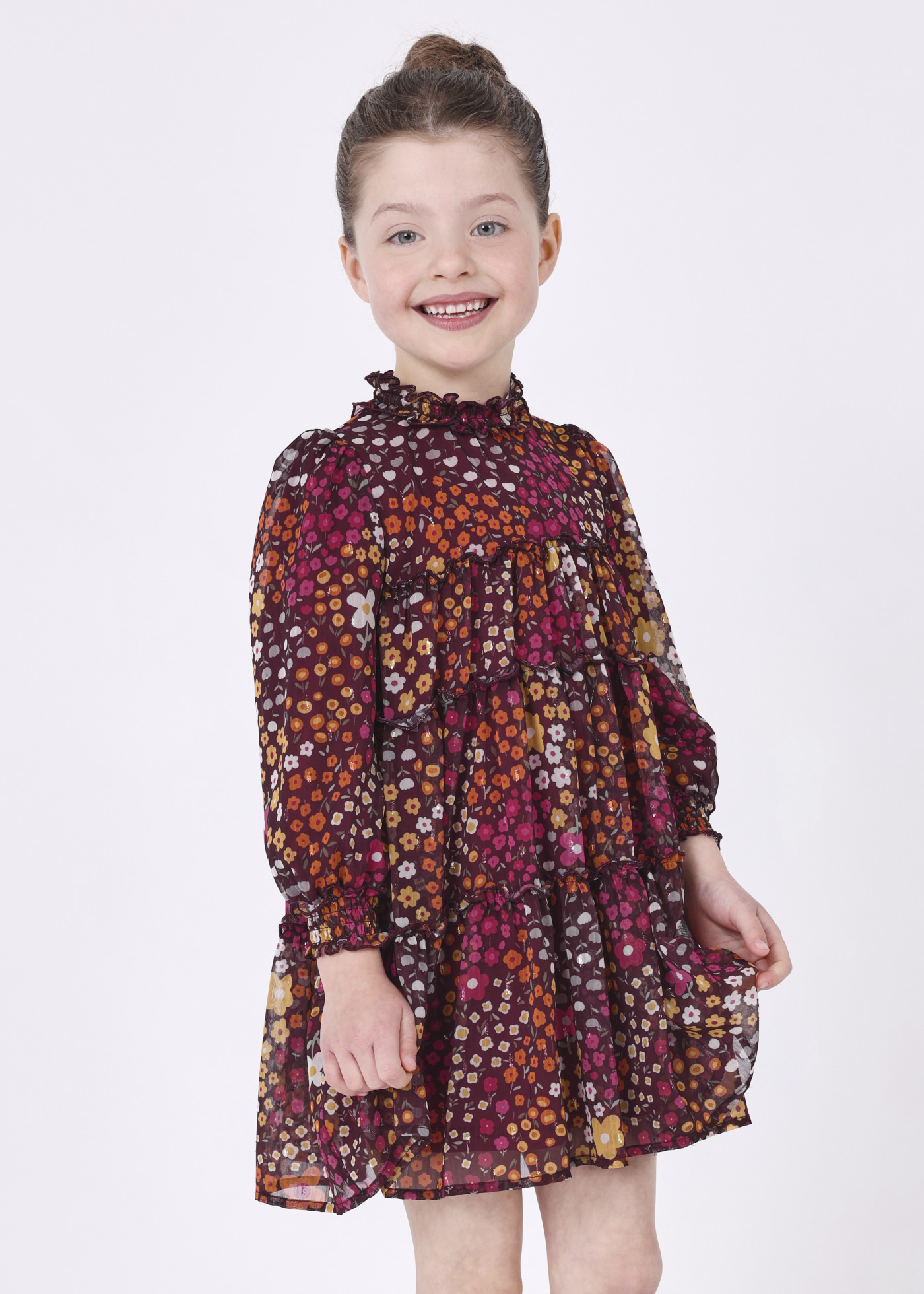 Vestido de chiffon estampado para meninas