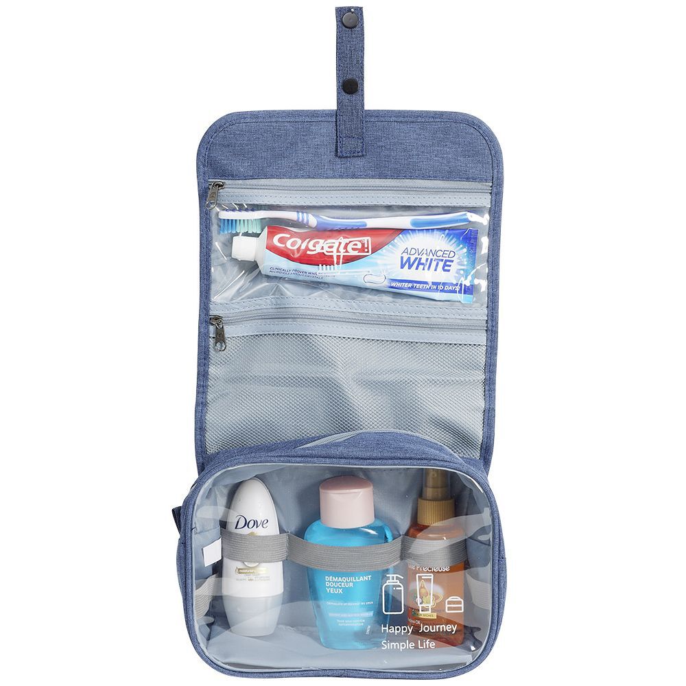Trousse de toilette à suspendre bleu denim L.22xl.18,5xH.9cm