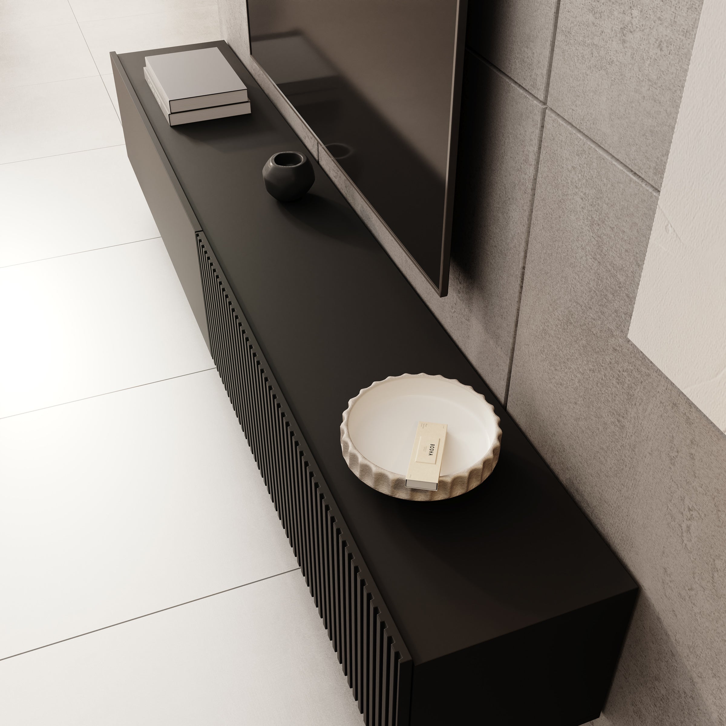 Cruzar - TV-Meubel - Zwart - 200x30x31 cm