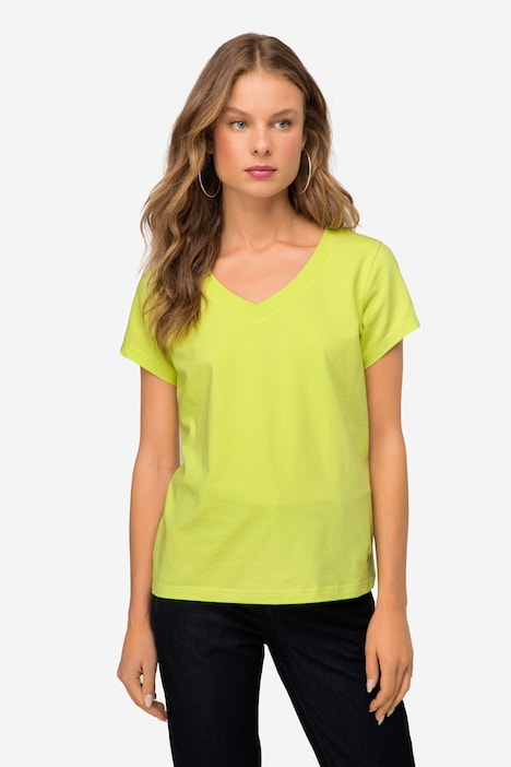 T-Shirt, kleiner Knoten Print, V-Ausschnitt, Halbarm, OEKO-TEX MIG