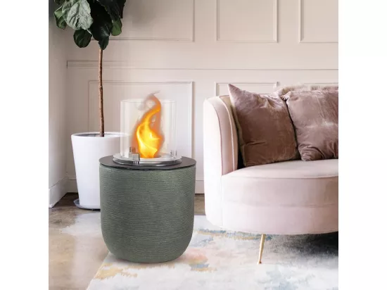 Brasero de jardin cheminée au bioéthanol pour intérieur et extérieur RAFFAELLO Sauge Verte d.35 x h55