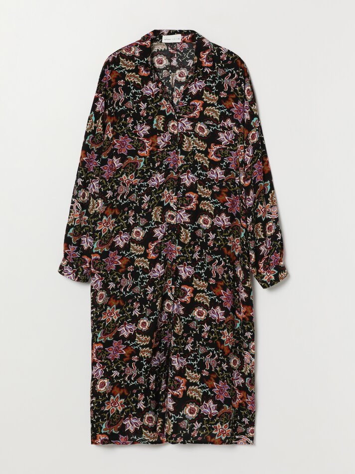 Vestido midi camisa - Preto