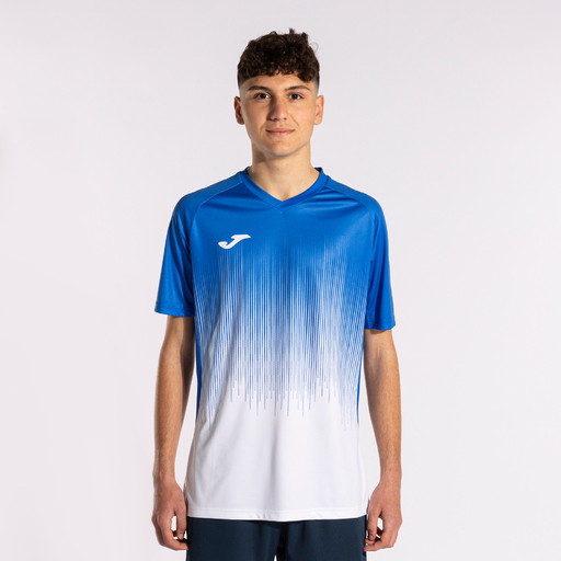 Camiseta Joma Tiger IV Royal Branca de Manga Curta