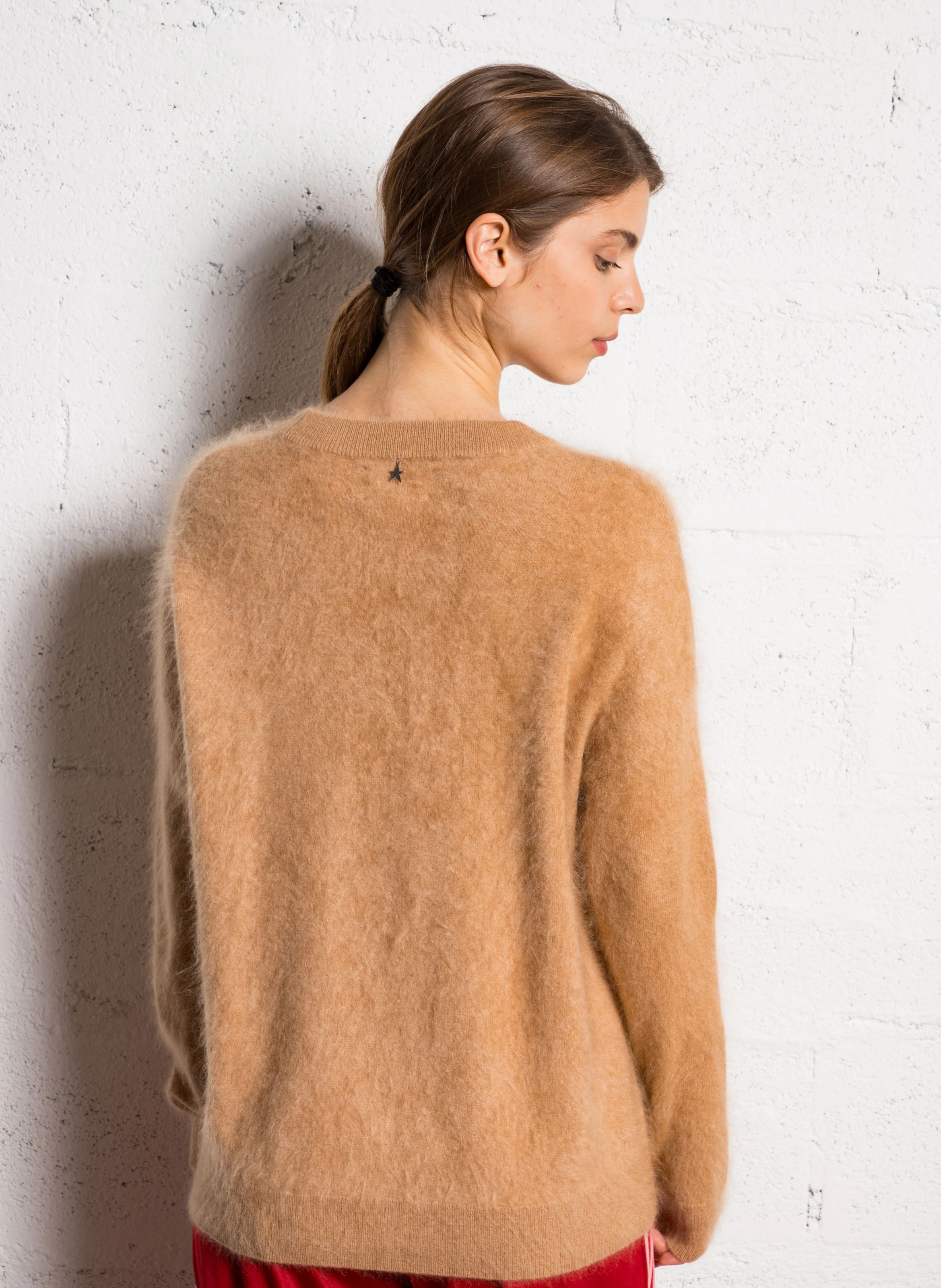 MARINETTY - Pull droit en laine mélangé| Marron