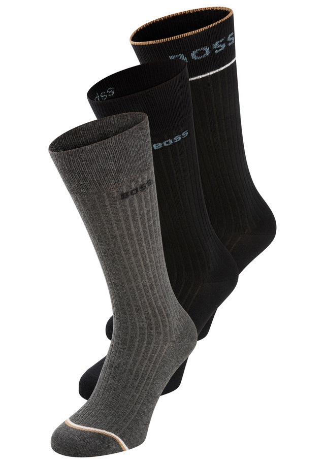 BOSS Freizeitsocken »3P RS Rib Fine CC« Packung, 3er Pack, 3 Paar tlg. mit BOSS Logo