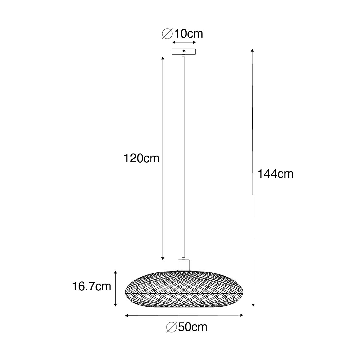 Oosterse hanglamp zwart bamboe 50 cm - Ostrava