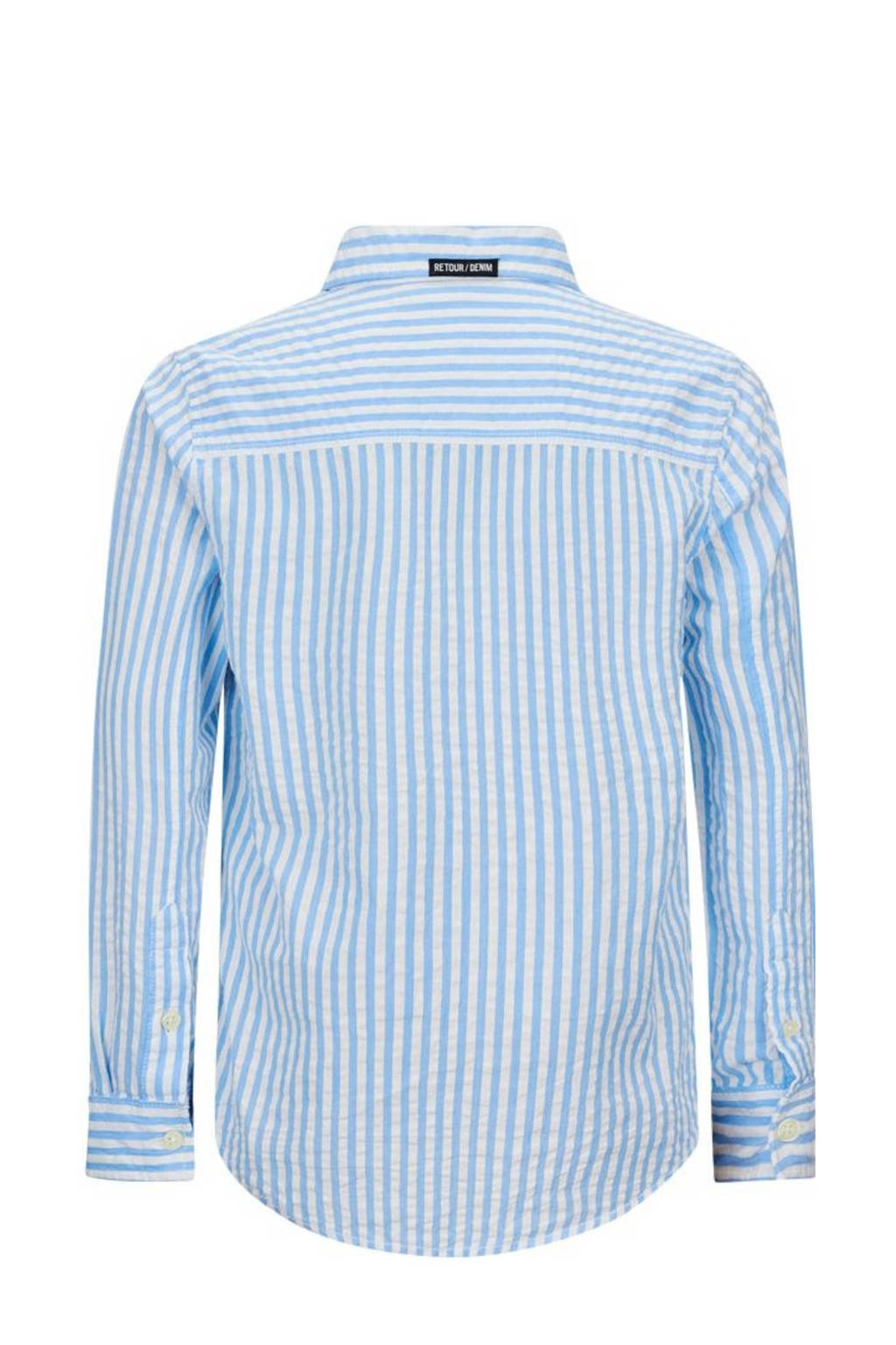 Retour Jeans gestreept overhemd Dion lichtblauw/wit