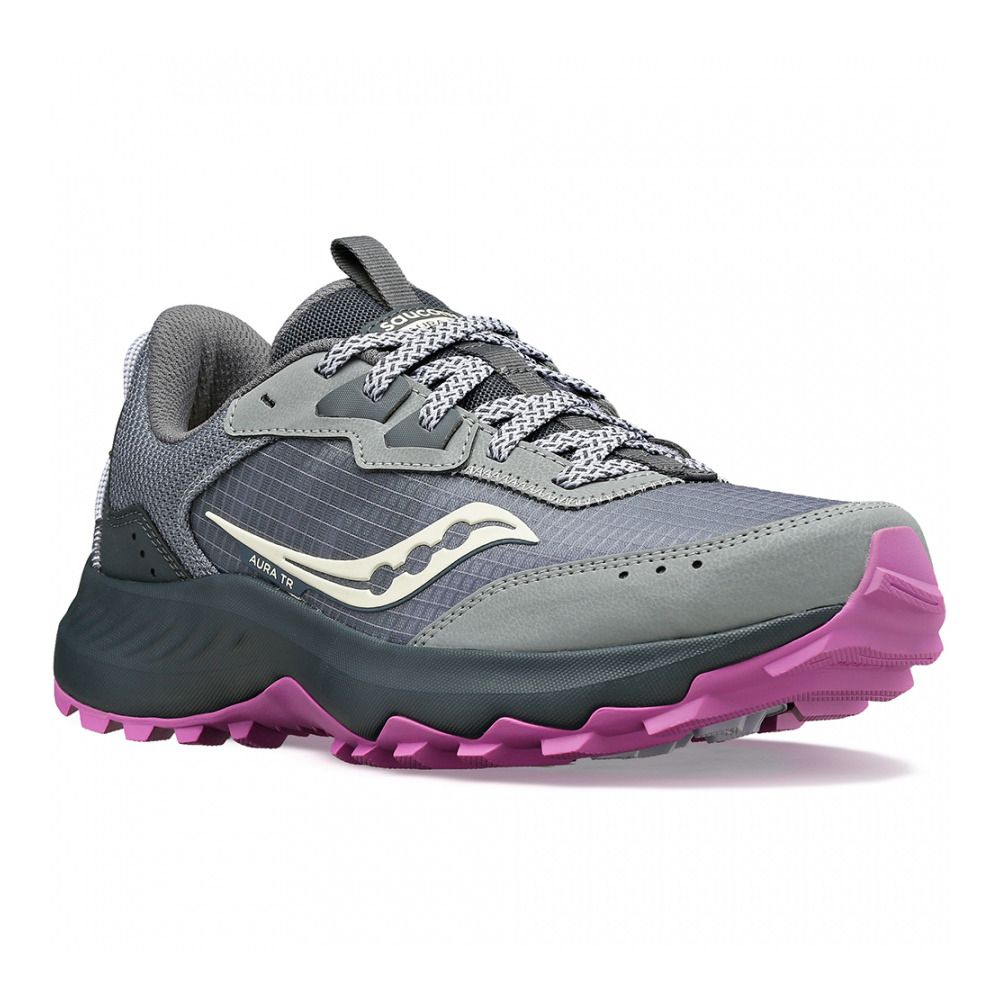 Saucony AURA TR - Chaussures trail Femme fossil/grape