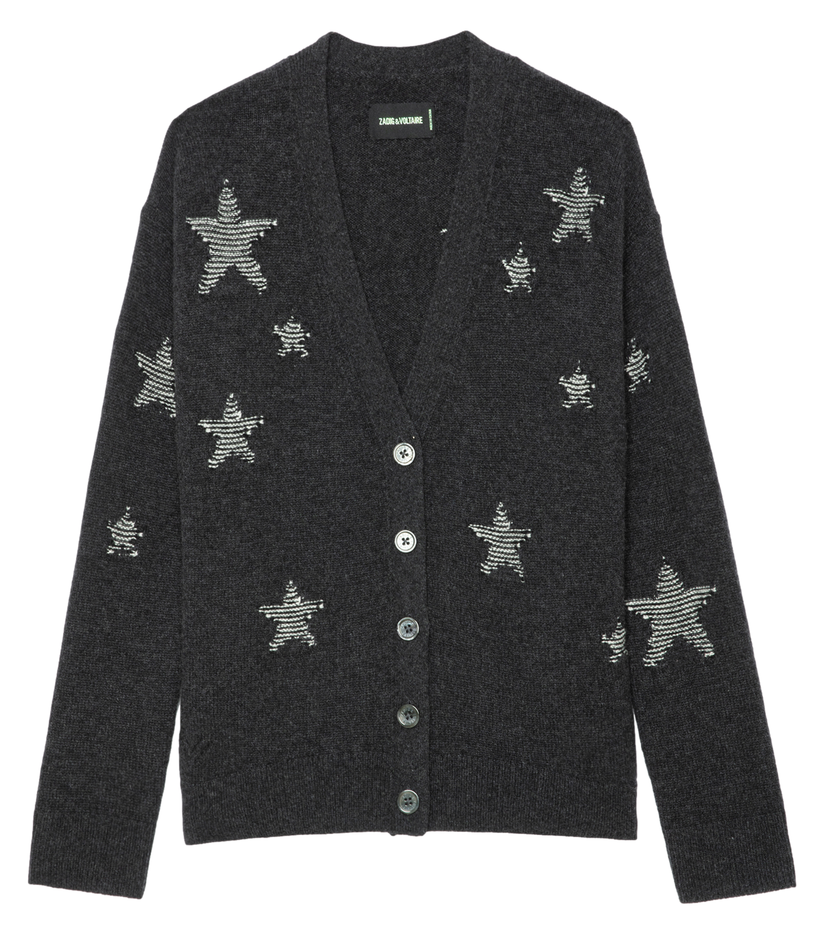 MIRKA - Cardigan à étoiles en cachemire | Gris