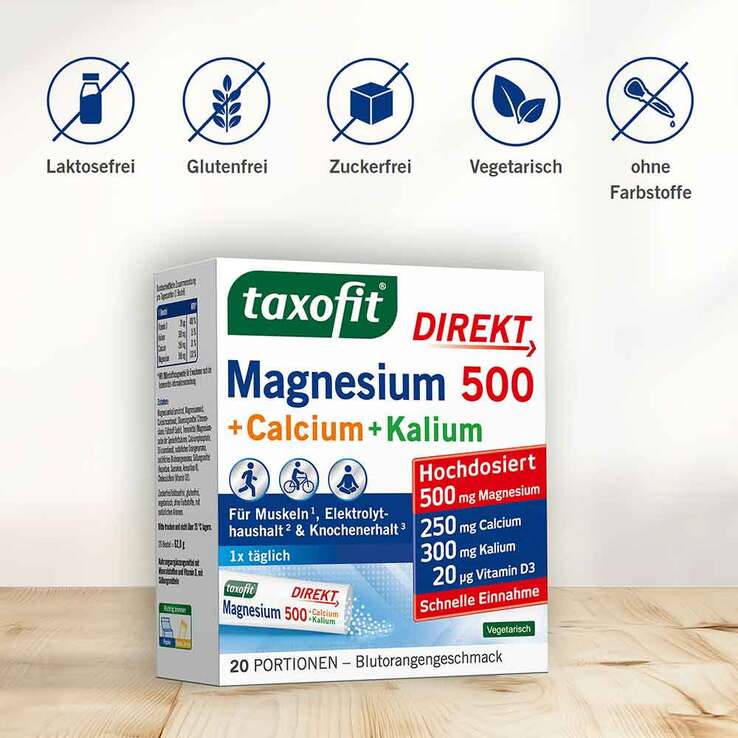 Taxofit Magnesium 500 + Calcium + Kalium Direkt Granulat , 20 St