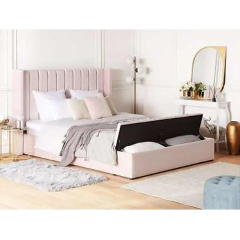 NOYERS - Bed met opbergruimte - Roze - 180 x 200 cm - Fluweel