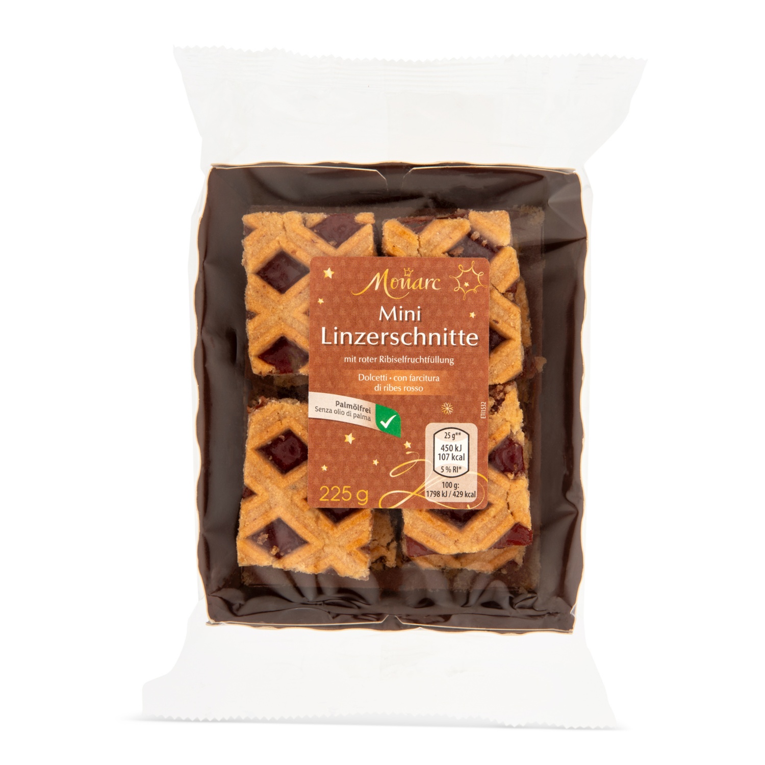 MONARC Butter-Teegebäck, Mini Linzer Schnitte 225 g
