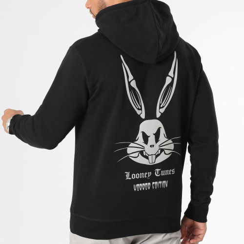 Sweat Capuche Horror Edition Bugs Bunny Graffiti Noir Argenté Réfléchissant
