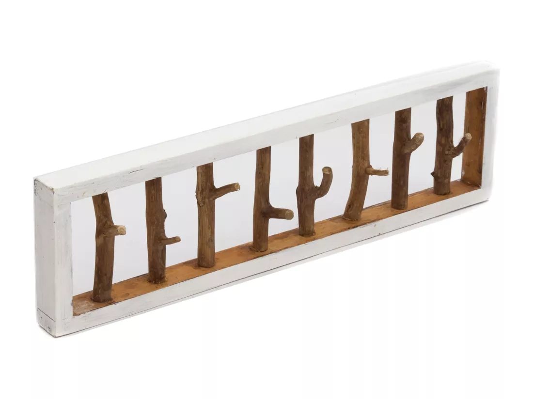 PORTE-MANTEAU MURAL TREIBHOLZ UNIKAT 80 Bois de recyclage massif, pour 16 bouteilles, avec tiroir 05 weiß-natur