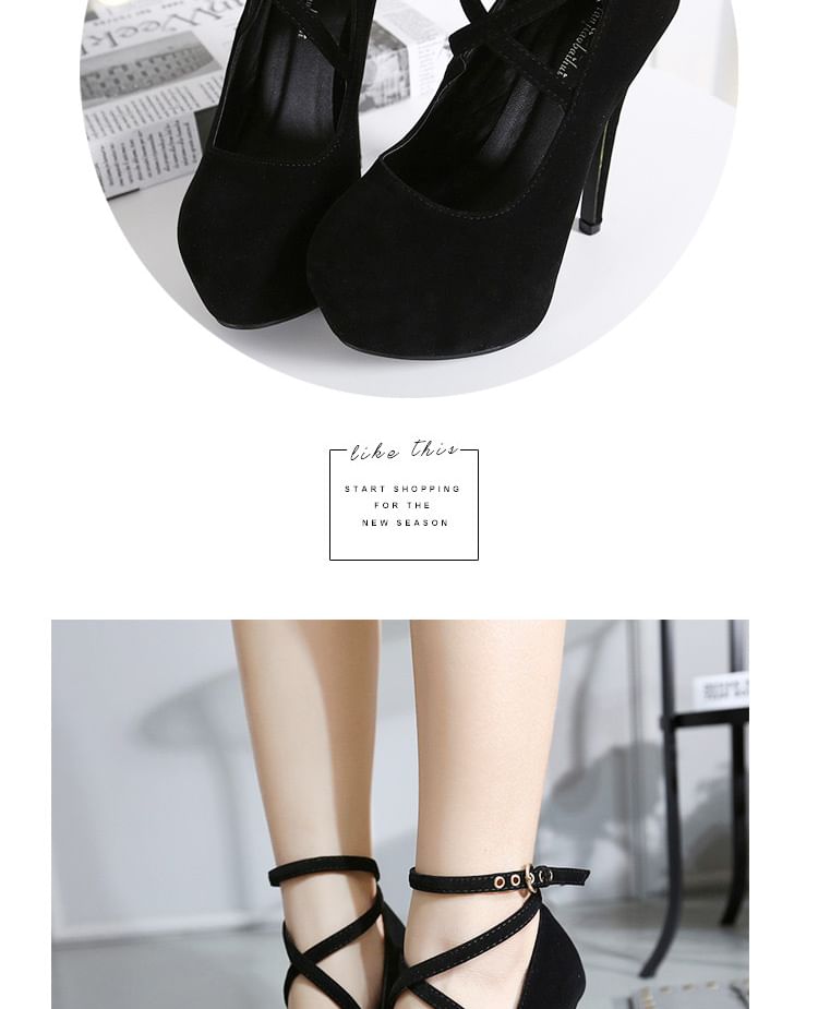 Niuna - Platform Criss Cross Enkelband Pumps