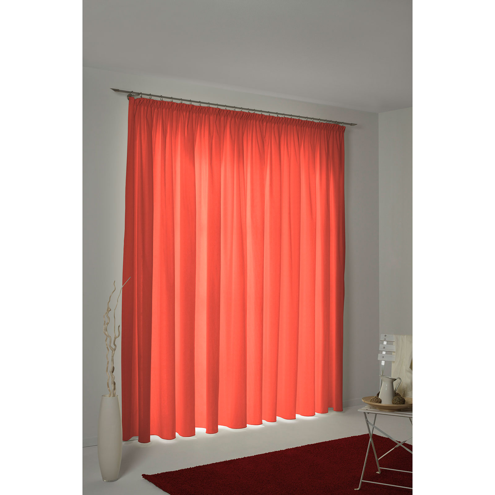 Einzelschal mit Kräuselband WIRTHNATUR - rot - 1-lagig - 130x260 cm