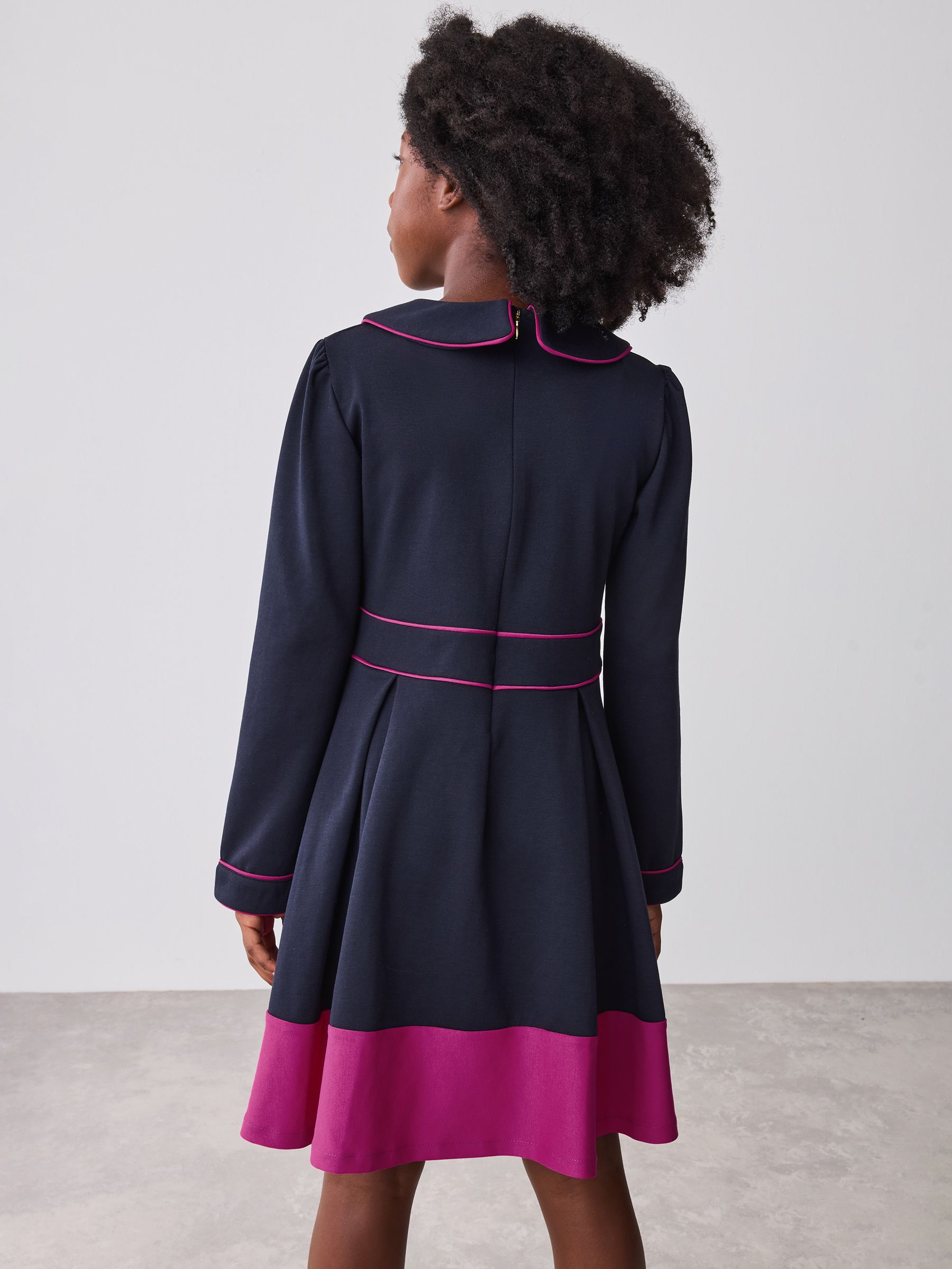 Marineblauw - Baker by Ted Baker Bow Collar Pleated Ponte Dress