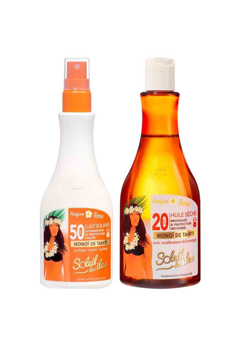 Huile sèche & lait protecteur en spray SPF 20 & 50 - Parfum des îles - 2 x 150 ml