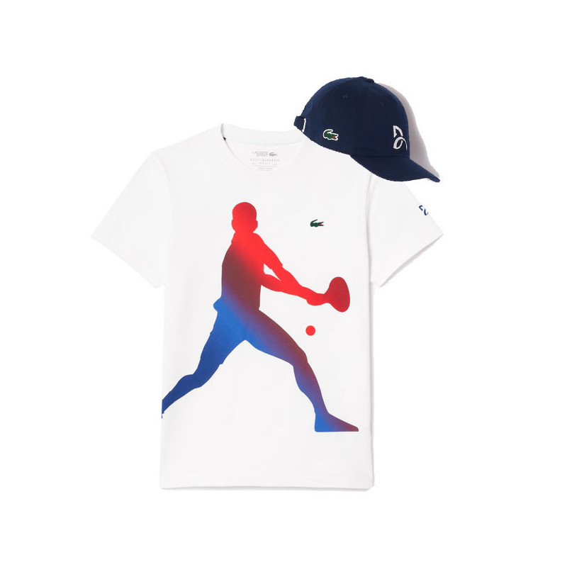 Pack Djokovic Tee-shirt et casquette Lacoste blanc