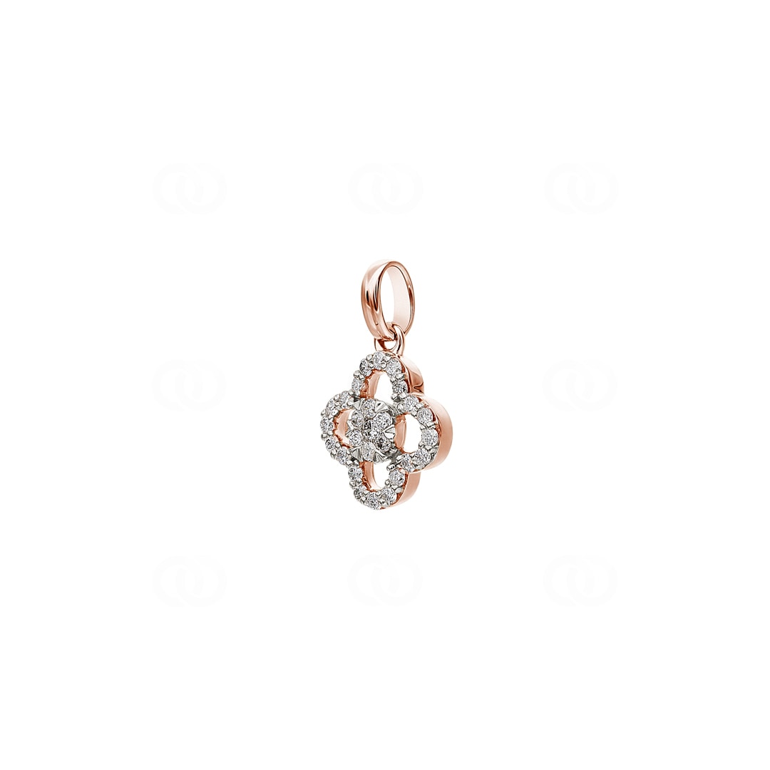 Anhänger 750/18 K Roségold Kleeblatt mit Diamanten 0.18 ct H/si