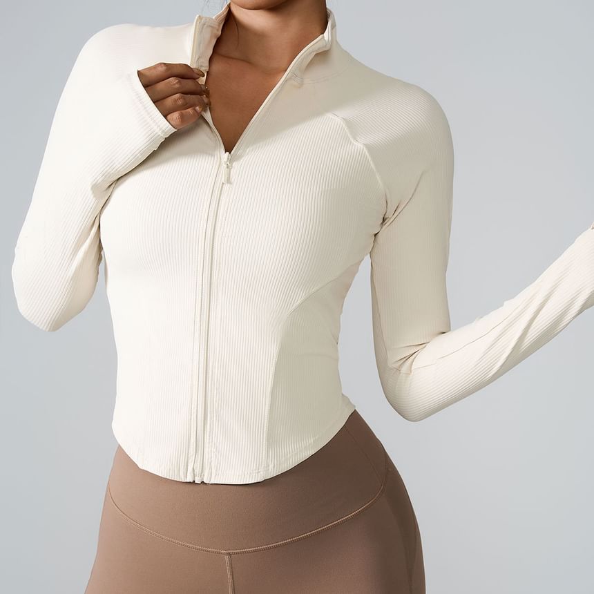 Runyz - Effen sporttop met lange mouwen, nephals en rits